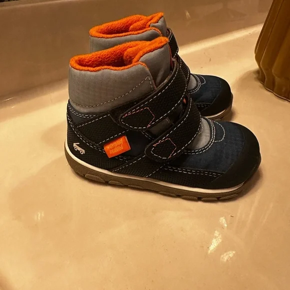 See Kai Run Blue and Orange all weather Boots - Picture 2 of 6